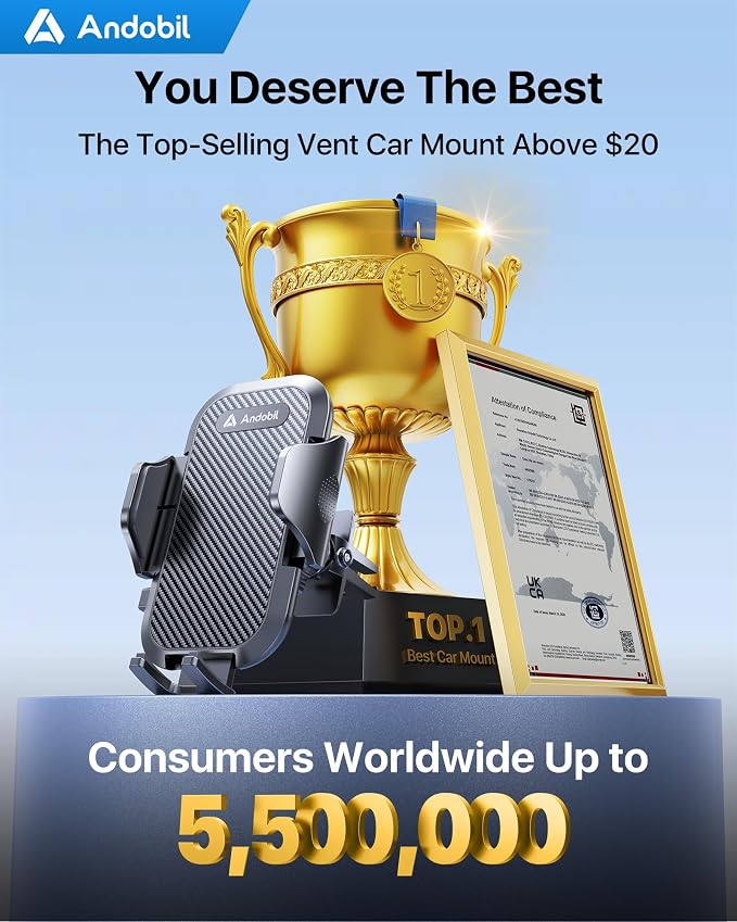 2026 Upgraded Car Phone Holder Mount, Military-Grade Phone Holders for Your Car Vent Ultra-Stable Metal Clip Universal 360° Cell Phone Car Mount for iPhone 17 Pro Max 16/15/14/13/12/ Samsung