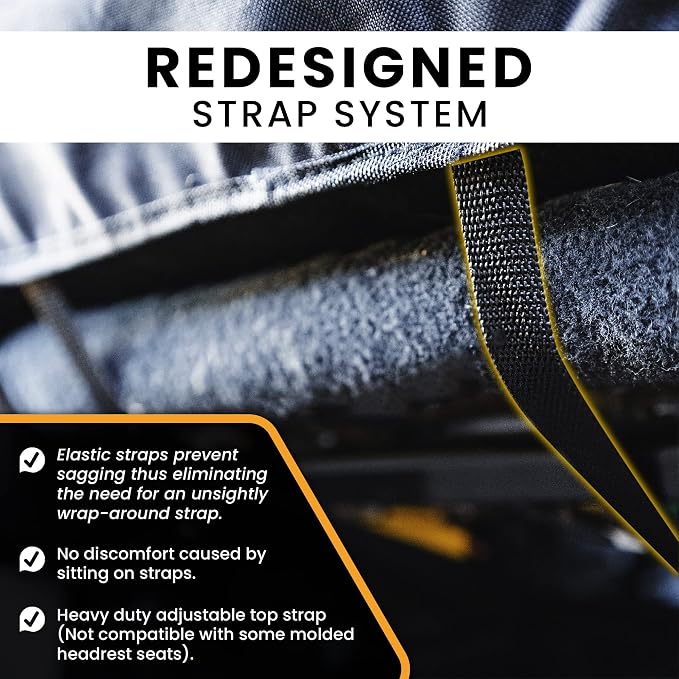 Gear Black Heavy Duty Kick Mats Back Seat Protector 2 Pack Car Seat Organizer Protection from Booster Seat Baby Toddler Kids Kicking Upgraded Bungee Hooks Universal Fit in Auto Trucks Vans SUV