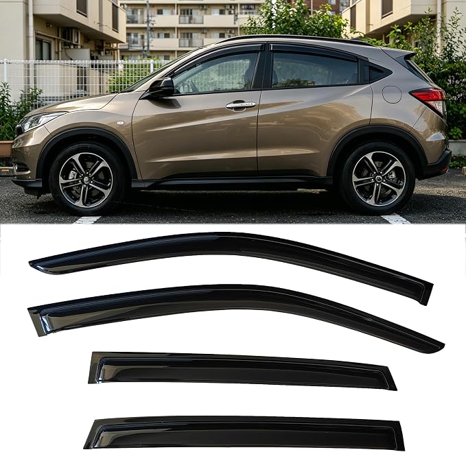 Out-Channel Window Visors Rain Guards Compatible with 2023-2026 Honda HR-V,Smoke Tint Vent Deflectors for Honda HRV 23 24 25 26,Side Wind Deflectors Car Accessories-4-Pieces Set