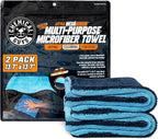 Little Megalodon Multi Purpose Microfiber Towel (2 Pack) 13.7 x 13.7 Inch – Ultra Plush Detailing Towels for Car Wash, Drying, Interior Cleaning, Glass, Dusting & Polishing