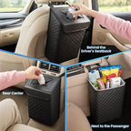 Car Trash Can with Lid, Leather Garbage Can, Leakproof and Removable Interior Liner, Multipurpose Hanging Garbage Bin with Quick Access Magnetic Opening, Trash Bin for Car (2 Gallon/7.5L)
