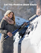 41.5″ Extendable Snow Brush and Ice Scraper, 270°Pivoting Snow Scraper Brush for Car Windshield, Telescoping Ice Scraper, Foam Grip, Heavy Duty Snow Remover for Cars, Trucks, SUV (Blue)