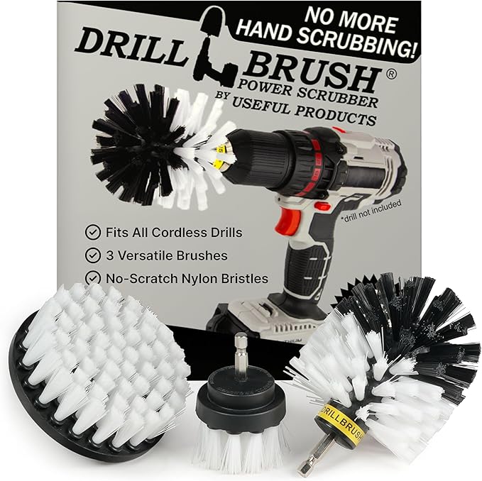 Car Detailing Kit | Set – Soft Bristle Power Scrubber Attachments for Cleaning Car Interior, Upholstery, Carpet, Seats, Wheels, Rims, Dash, Console, and Trim - Nylon Scrub Brush