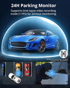 4K Dash Cam Front and Rear, Front 4K Rear 1080P Dual Dash Camera for Cars, Mini Dashcam with 64GB Card, APP Control, Night Vision, G-Sensor, Loop Recording, Parking Mode