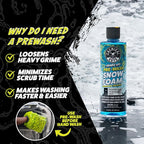 Hands Off Pre-Wash Foam Cannon Soap, High Suds, 16 oz | Touchless snow foam pre-soak that clings and helps loosen grime and buildup before contact washing; works with foam blasters