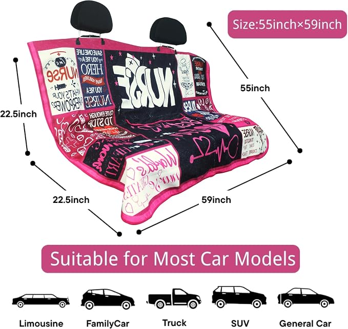 Waterproof Back Seat Cover for Dogs and Kids, Car Seat Protector Under Baby Car Seat, Child and Dog Car Seat Cover Blanket for Rear Bench(Nurse Gift, Rear Bench Seat Towel)