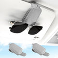 Sunglasses Holder for Car, Leather Magnetic Buckle Sun Visor Sunglass Clip, Ticket Card Storage Glasses Clip, Car Interior Accessories for Men and Women（2PCS Gray）