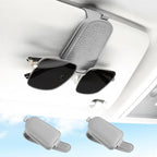 Sunglasses Holder for Car, Leather Magnetic Buckle Sun Visor Sunglass Clip, Ticket Card Storage Glasses Clip, Car Interior Accessories for Men and Women（2PCS Gray）