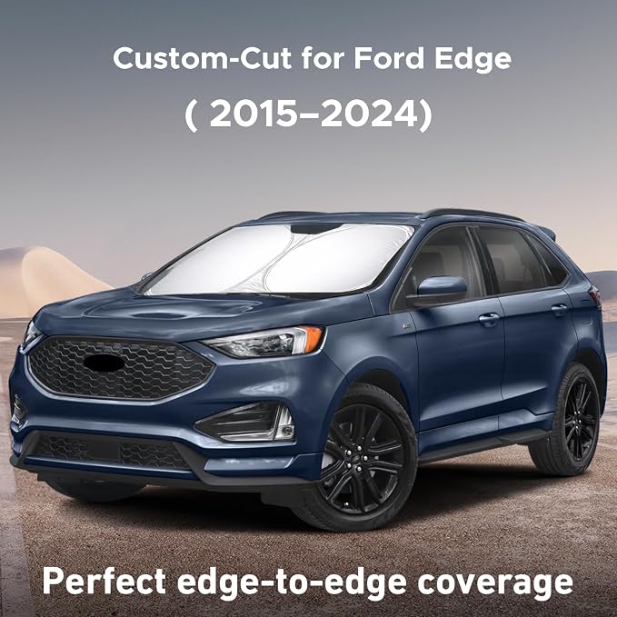 Windshield Sunshade Compatible for Ford Edge 2015-2022 2023 2024, Sun Visor for Front Windshield & Window Sun Shade Cover, UV Heat Blocker & Protector, Car Accessories