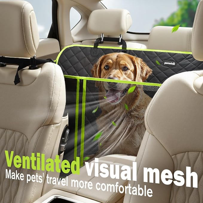 Dog Car Seat Cover for Back Seat 53.54 * 23.62 in, Car Window Fixing for Maximum Car Protection, Leather Fabric Back Seat Extender for Dogs, Waterproof & Scratch-Resistant, Support to 330 lbs