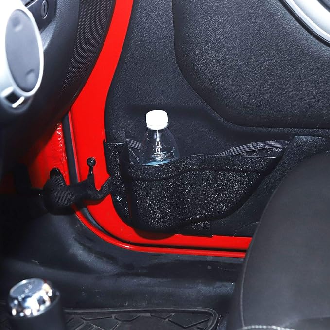 for Wrangler JK Door Pockets Storage Organizer, Front Door Net Pockets Tray Box Accessories for Jeep Wrangler JK JKU 2011-2018