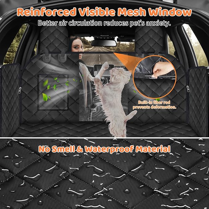 Upgraded Back Seat Extender for Tesla Model Y - Large Hard Bottom Dog Car Seat Cover Holds 550lbs, Waterproof Dog Hammock Pet Bed with High-Density Foam Non-Slip Backseat Protector