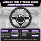 D Shaped Steering Wheel Cover for 14.5-15 inch Flat Bottom Wheels, Breathable Perforated Microfiber Leather, Anti-Slip Grip, Universal Fit for Cars & SUVs, Black and Light Purple