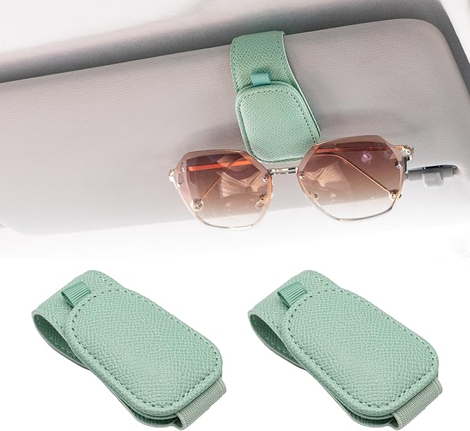 2 Packs Magnetic Sunglass Holder for Car Visor (Green) | Magnetic Interior Car Accessories
