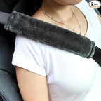 Soft Faux Fur Universal Fit Seatbelt Cover Car Truck SUV Airplane Seat Belt Shoulder Pad for Carmera Backpack Straps Neck Cushion Protector 2 Pack 10.5in Dark Gray