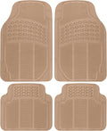 ProLiner Floor Mats for Cars Trucks SUV, 4-Piece All-Weather Car Mats with Universal Fit Design, Durable Car Floor Mat with Capture Ridges, Waterproof Rubber Floor Mat for Cars (Beige)
