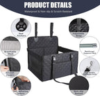 Dog Car Seat for Medium Small Dogs, Pet Car Seat with Adjustable Safety Belt & Storage Pockets, Breathable Waterproof Pet Car Seats Cover, Small Dog Seats for Dogs Under 30lbs (Medium, Black)