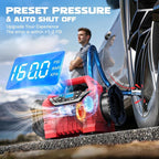 3X Faster Tire Inflator/Deflator Compatible with Milwaukee 18V Battery, 160 PSI Cordless Air Compressor Pump with 12V Car Adapter, LCD Digital Gauge for Car, Air Mattresses (Tool Only)