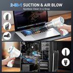 Handheld Car Vacuum Cleaner, 9000PA Vacuum Cleaner & Air Duster, 120W High Power Vacuum Portable Cordless, Hand Held Vacuum Rechargeable with Multi-Nozzles & LED Light for Home, Car, Office