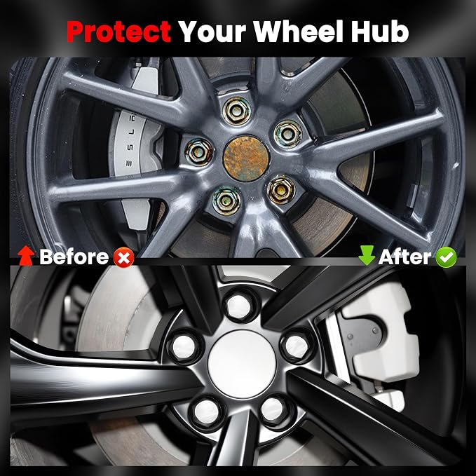 4 Pack Car Wheel Center Hub Cap Kit with 22 Lug Nut Covers, 2.2 in (56mm) Wheel Rim Covers Center Hubcaps for Model 3 / Model Y, Glossy Silver Exterior Decoration Accessories for Tesla