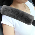 Authentic Sheepskin Seatbelt Cover Real Wool Car Truck SUV Airplane Seat Belt Shoulder Pad for Carmera Backpack Straps Neck Cushion Protector 2 Pack Dark Grey