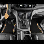 Microfiber Steering Wheel Cover and Waterproof Car Floor Mats,Leather Universal Car Combo Fit for 95% Truck,SUV,Cars,14.5-15inch Sporty Anti-Slip Safety Comfortable Design(Black and Beige)