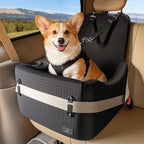 Dog Booster Car Seat for Small/Medium Dogs Up to 35 lbs – Patented Safety System, 5" Memory Foam Pet Car Seat, Fully Detachable and Washable Cover, Front/Back Seat Travel Booster (Black)