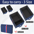 Trunk Organizer for Car, Waterproof Collapsible 3 Compartments Car Organizer, Foldable Storage for Car Accessories, Tools, Sundries for Women Men, Tote Bag (Blue, Standard)