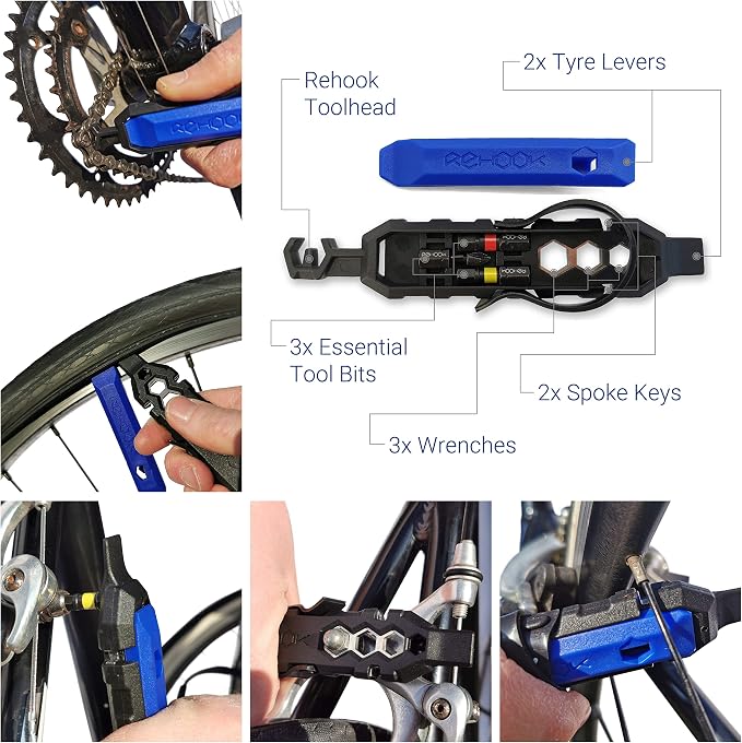 PLUS - Lightweight Bike Multi Tool for Cyclists. Includes Tyre Levers, Spoke Keys, Chain Tool, Wrench, Hex, Screwdriver