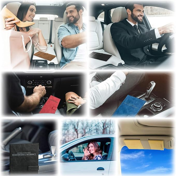 Registration and Insurance Card Holder - Car Organizer - White | Vehicle Glove Box Document Organizer, Auto Essential Paperwork Holder for Contact Information Cards, Interior Car Accessories