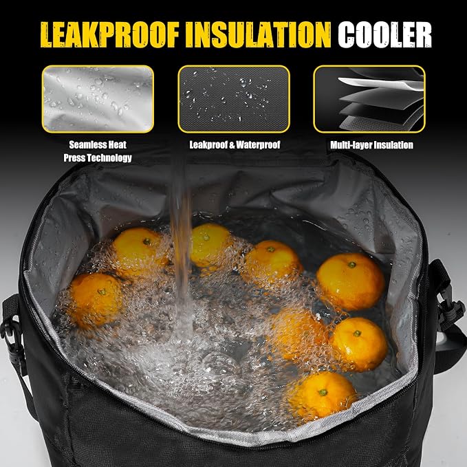 Car Trunk Organizer with Cooler, 100L, Premium Material, Black | Collapsible Heavy Duty Large Car Organizer, Sturdy Trunk Storage for SUV with Adjustable Straps and Non Slip Bottom