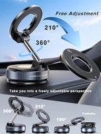 Upgraded 360° Nano Gel Vacuum Magnetic Phone Holder, Car Phone Holder for Magsafe[108+LBS Strongest Suction & 3000gf Strongest Magnetic], Suction Cup Phone Mount for Car/for iPhone 17 Pro Max