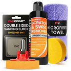 Scratch and Swirl Remover - Car Scratch Remover for Vehicles Paint - Polishing Compound for Cars - Paint Restorer Kit with Pad, Microfiber and Sanding Block