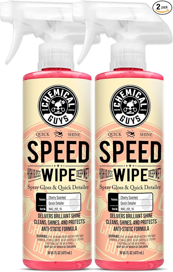 WAC_202_1602 Speed Wipe Spray Gloss & Quick Detailer, Great for Cars, Trucks, SUVs, Motorcycles, RVs & More, Cherry Scent, 16 oz (2 Pack)