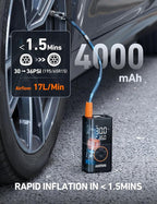 L7 Tire Inflator Portable Air Compressor Cordless-2pack Bike Pump with Digital Dual Values Display, 150 PSI Car Tires Pump with LED Lights Air Pump for Cars, Motorcycles, Bikes, Balls Orange