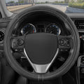 GripDrive Faux Black Leather Steering Wheel Cover for Car Truck Van SUV, Standard 15 inch Size, Gray Accent Stitched Car Steering Wheel Cover Vehicle & Auto Accessories