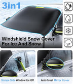 3-in-1 Windshield Snow Cover for Jeep Wrangler & Gladiator — XS Size Low-Windshield Frost Guard with Ice Scraper, Heavy-Duty 600D Oxford Waterproof & 360° Windproof Protection for Off-Road SUVs