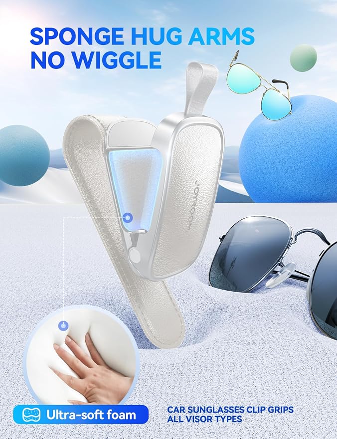 Sunglass Holder for Car Magnetic Visor Sunglasses Holder Clip (White)