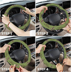 Olive Green Cat Quote Steering Wheel Cover, Polyester Car Wheel Grip, Universal 15 Inch for Cars SUVs Trucks