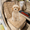 Dog Car Seat Cover for Front Seat, Soft Plush Waterproof Pet Protector with Non-Slip Bottom, Full Coverage with Side Flaps, Against Hair, Dirt and Scratches for SUVs and Trucks (Tan, Front)