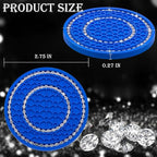 4PCS Bling Crystal Rhinestone Cup Holder Coaster, 2.75 inch Soft Silicone Anti-Slip Shockproof, Car Cup Holder Insert Coasters, Universal Car Interior Accessories for Women (Deep Blue & White)