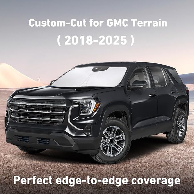 Windshield Sunshade Compatible for GMC Terrain 2018-2023 2024 2025, Sun Visor for Front Windshield & Window Sun Shade Cover, UV Heat Blocker & Protector, Car Accessories