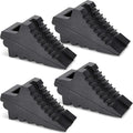 Wheel Chocks for Cars, RVs, Trucks, Trailers, and Vehicles G.V.W. up to 8T, 4 Pack - Anti Slip Bottom Tire Chock for All Weather Use - RV, Travel Trailer, Pop Up Camper Accessory