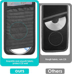 Trinkrittey Black Car CD Case Holder DVD Vehicle Visor Storage Orangizer Large Capacity CD Visor Case with 12 DVD Storage Sleeves 1 Mesh Pocket 1 Pen Holder and Elastic Strap