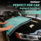 Dual Sided Microfiber Towels (48"x 24") Extra Large Ultra Absorbent Drying Towel for Cars,Trucks; Without Streaks, Scratches, or Water Spots Double-Twist Pile & Edgeless Design (Aqua blue-Gray)