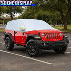 Half Car Cover for SUV, 161.4" Windproof Windshield Cover, Dustproof Auto Sunroof Covers with Reflective Straps, All Season Universal Waterproof Vehicle Window Sun Protector(SUV)