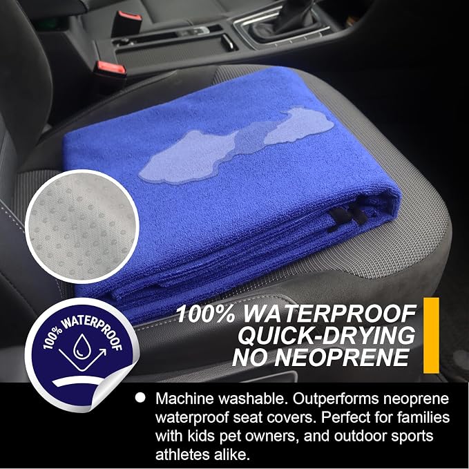 Back Seat Cover for Car Trucks Van SUV Jeep,Waterproof Rear Bench Towel Seat Covers for Dogs and Kids,Automotive Backseat Protector (Blue)