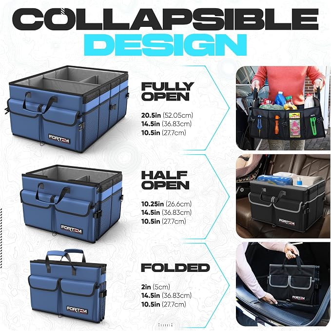 Trunk Organizer For SUV Car Trunk Organizer, Foldable Storage, Car Accessories for Women Men, Collapsible Bag, 600D Oxford, Non Slip Bottom, Straps, Soft Cover (50L)