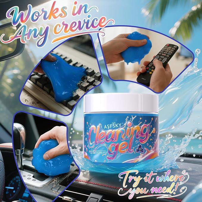 Car Cleaning Gel (Blue,Blueberry) Cleaning Putty Universal Dust Cleaning Car Interior Cleaner Keyboard Dust Remover Car Slime Gifts for Men Women girl（1 pack）