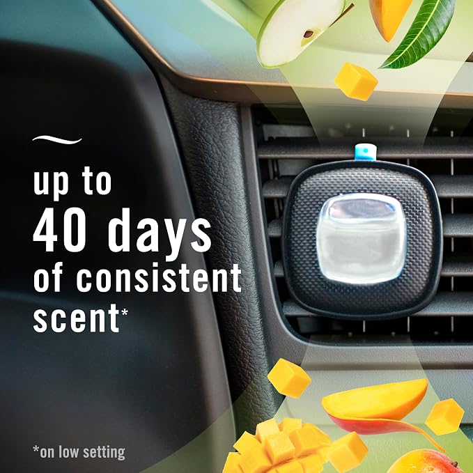 Car Air Freshener Vent Clip Multipack Mango Splash Scent, Long Lasting Smell Fighter for Strong Odors Car Clip Automotive Vent Air Freshener 4 Count
